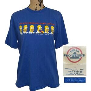 Y2k Delta Pro Weight Moods Of Homer Simpson T Shirt Blue Size Large Vintage